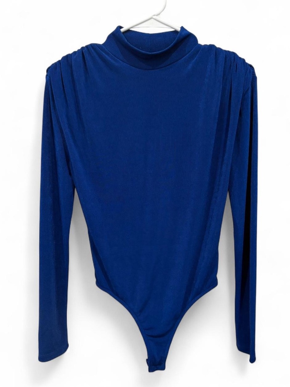 NWT JLuxLabel Blue Turtleneck Long Sleeve‎ Shimmer Bodysuit Small Stretch Chic